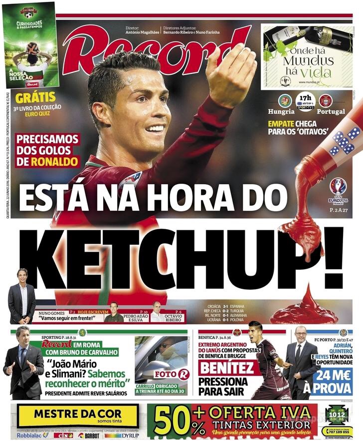Ronaldóval és az eddigi halvány teljesítményével van tele a portugál sajtó (kép: uefa.com)