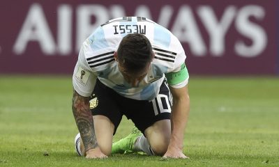 Messi a földön / Fotó: MTI/EPA