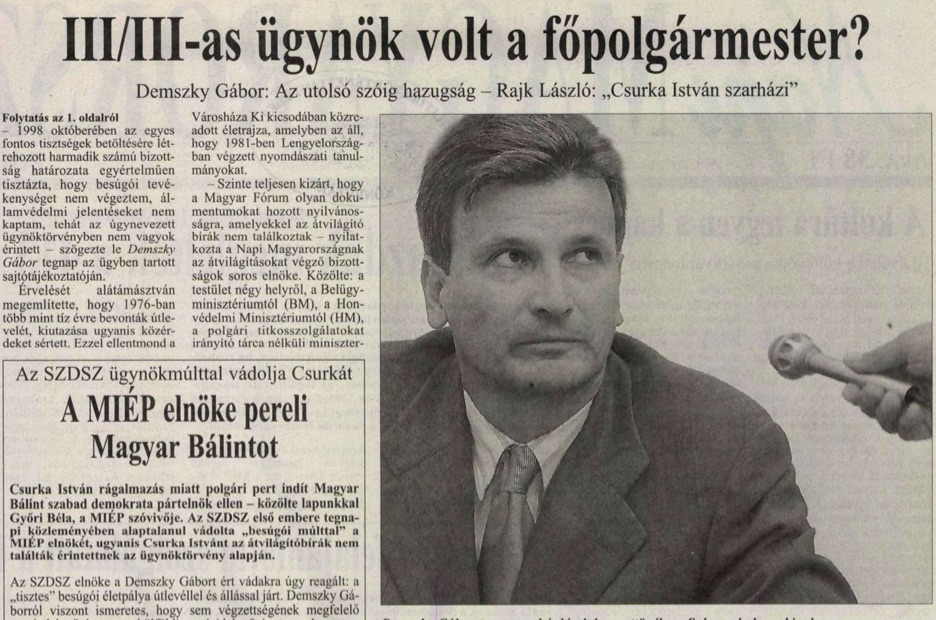 Demszky a címlapon / Forrás: Napi Magyarország
