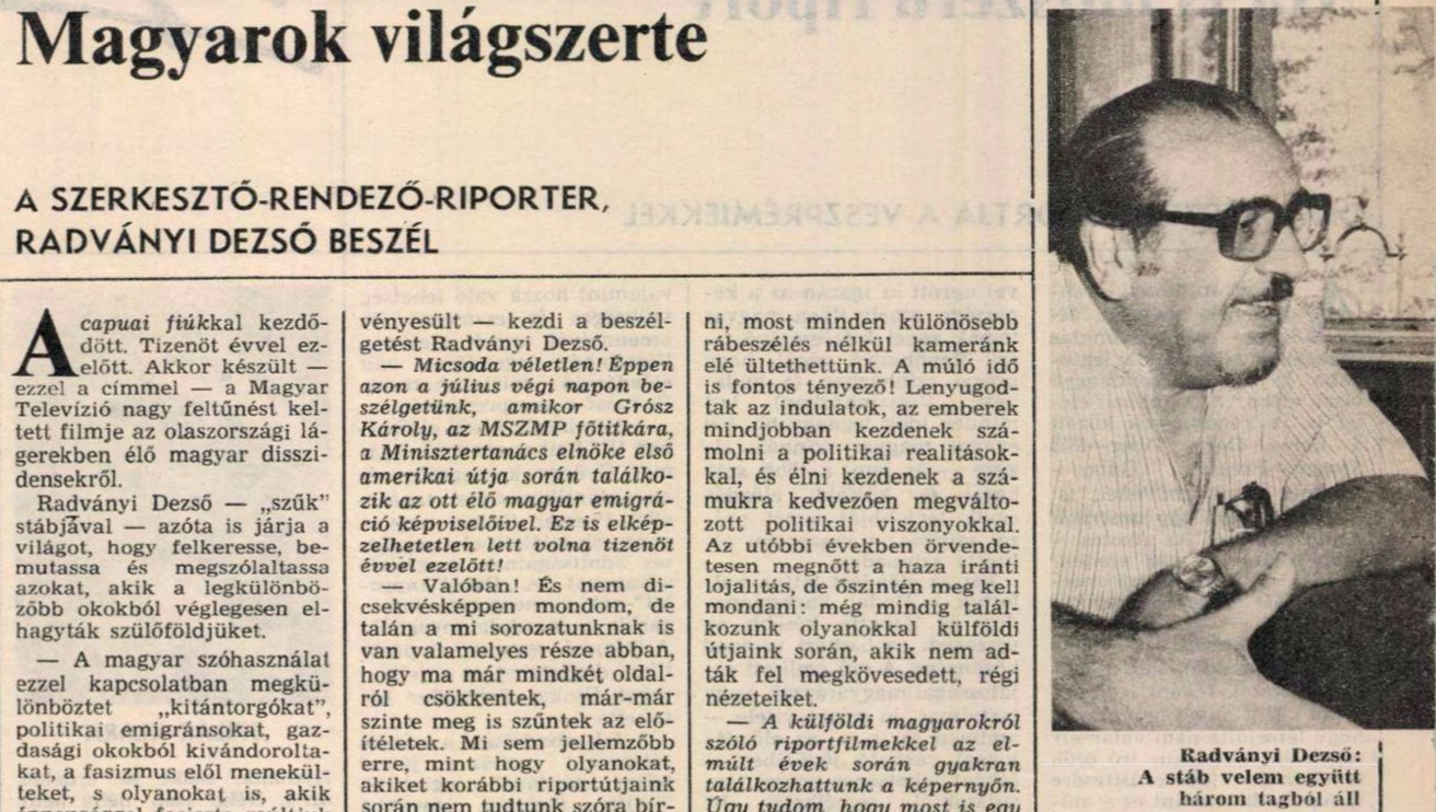 Jobbra: Radványi Dezső / Forrás: Új Tükör, 1988, Arcanum