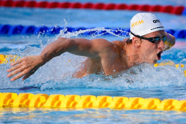 Verrasztó Dávid nagyszerű úszással ezüstérmet nyert 400 méteres vegyesúszásban. Fotó: MTI/Czeglédi Zsolt